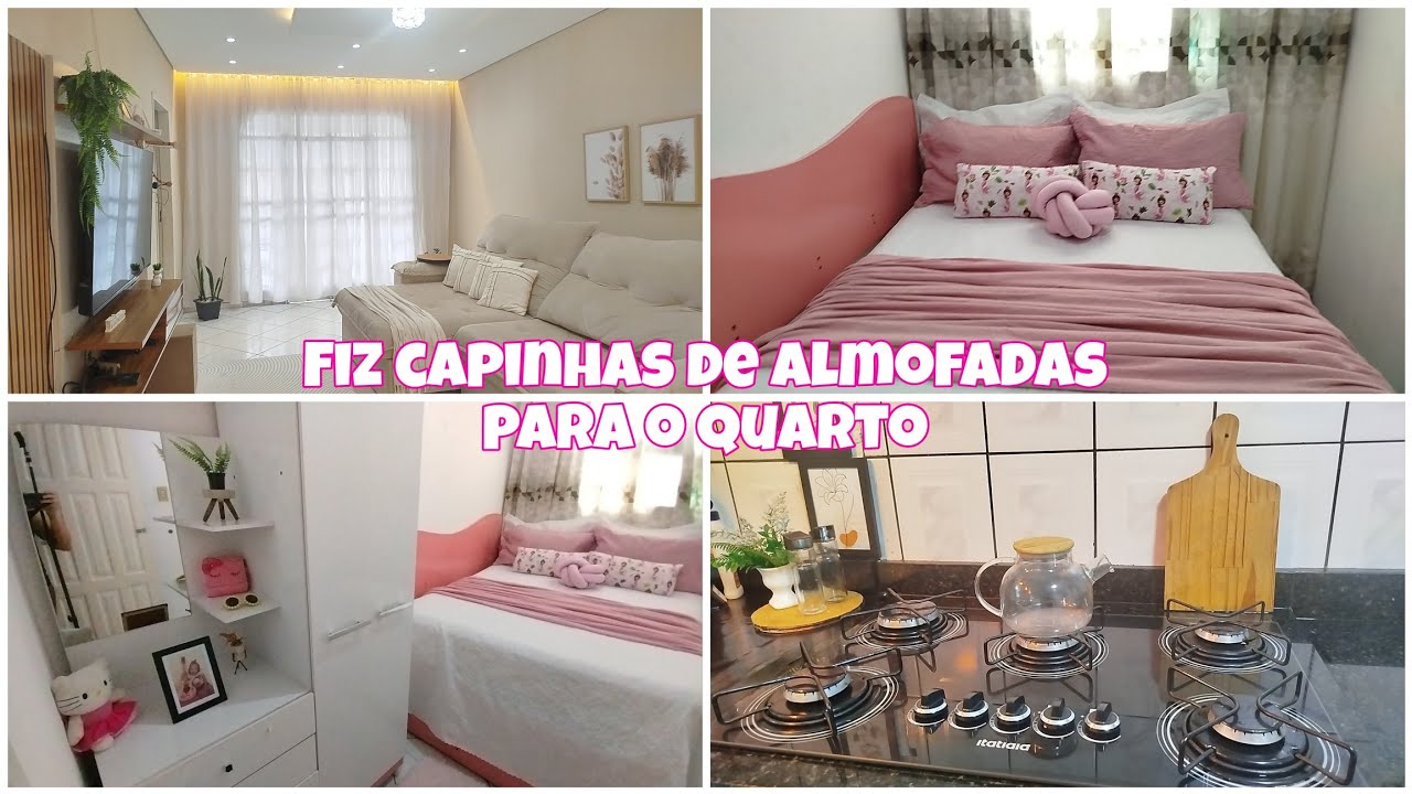 Fiz duas capas de almofadas 😍 Faxina e organização completa na Casa/ Limpeza completa/ Cama posta 😱😍