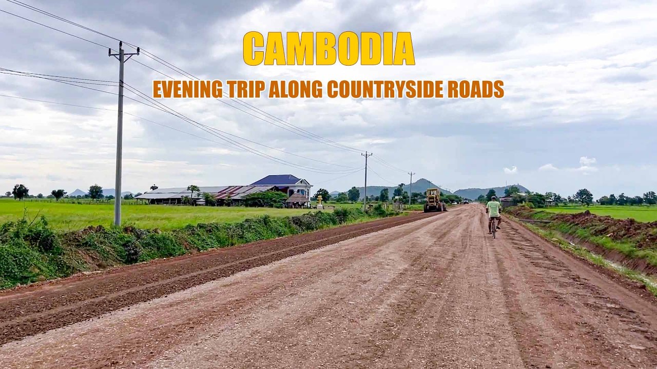 Evening Trip Along Countryside Roads During Rainy Season|| CAMBODIA- RELAXING [ Mr Lee Village Tour]