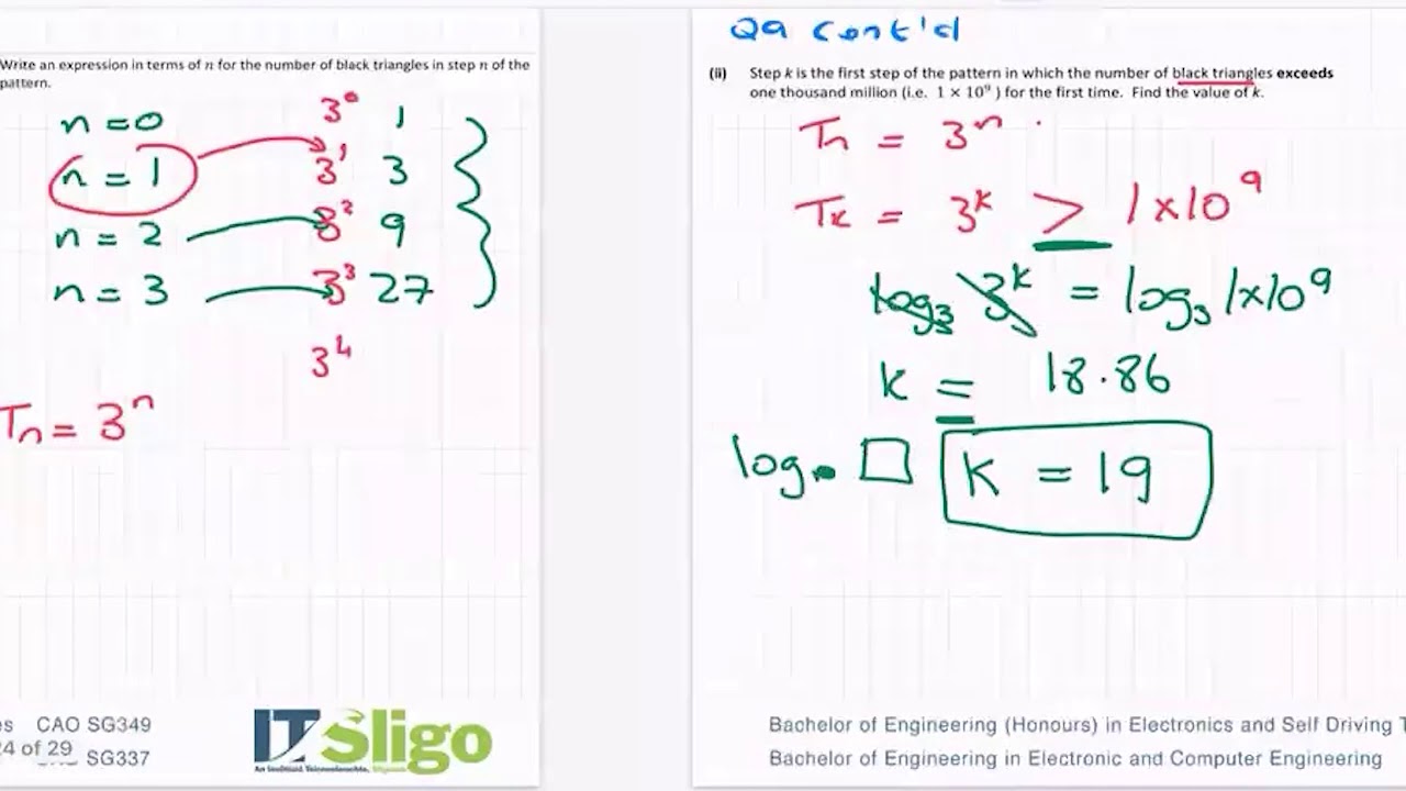 Sequence and Series 2018 Q9 Paper 1 Leaving Cert Higher Level Maths