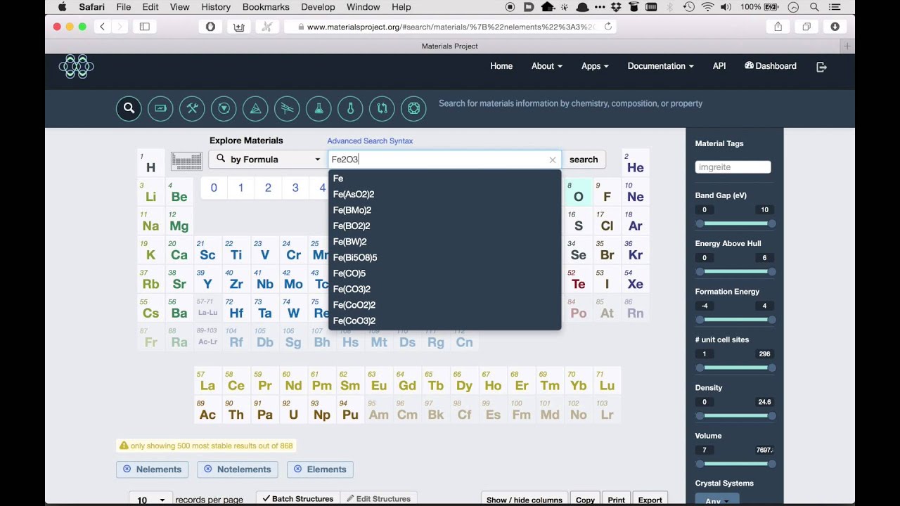 4. Materials Explorer - search for materials data