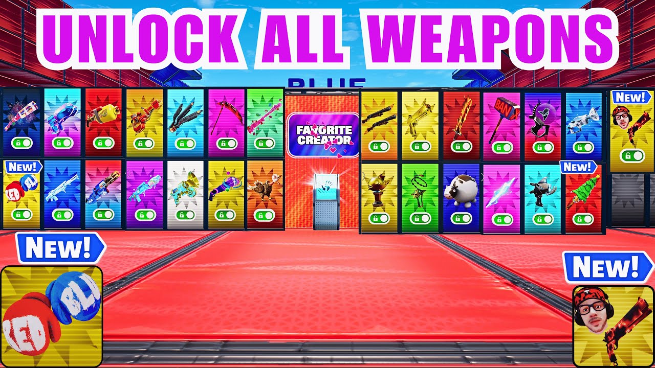 ALL WEAPONS SUPER RED VS BLUE TYPICAL GAMER MAP FORTNITE -  (BOOYAH PISTOL)