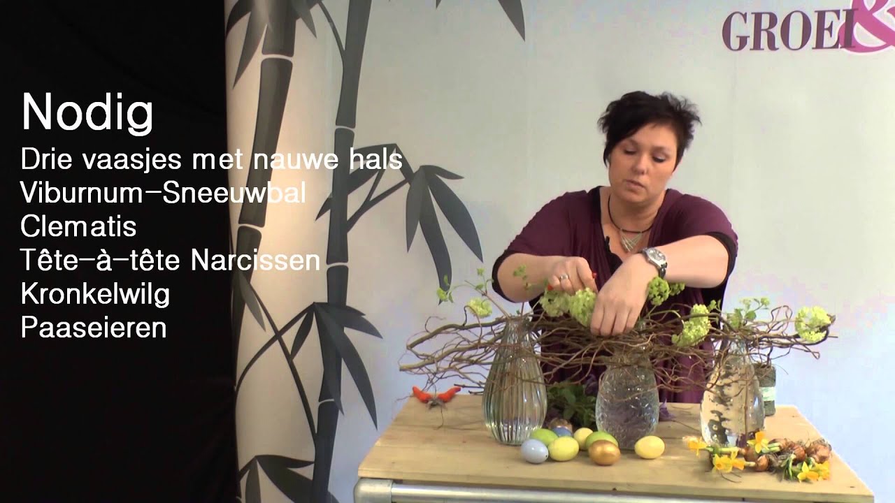 Paasstuk met kronkelwilg voor op tafel door Groei & Bloei