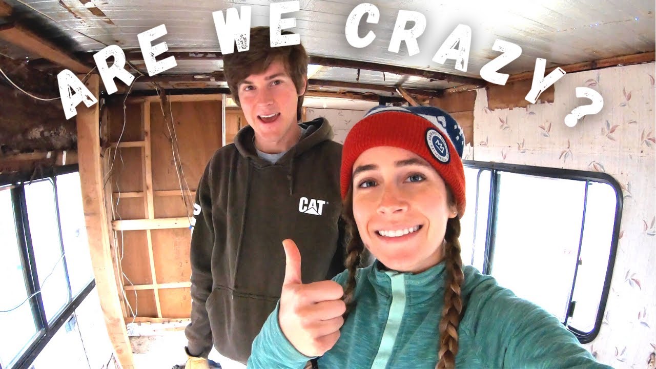 COMPLETELY GUTTING OUR VINTAGE TOYOTA DOLPHIN CAMPER VAN || Renovation Plans