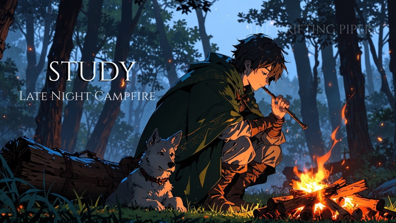 Medieval Music for Study  Late Night Gloomy Forest Campfire 🔥🌲