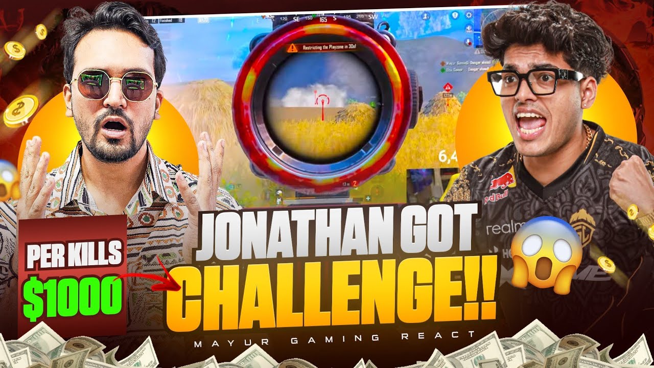 When @JONATHAN GAMING Got Per KILL 1000 Rs Challenge || Mayur Gaming React😱