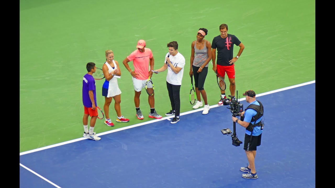 Roger Federer, Rafael Nadal, Venus Williams and Angelique Kerber at US Open Arthur Ashe Kids Day 201