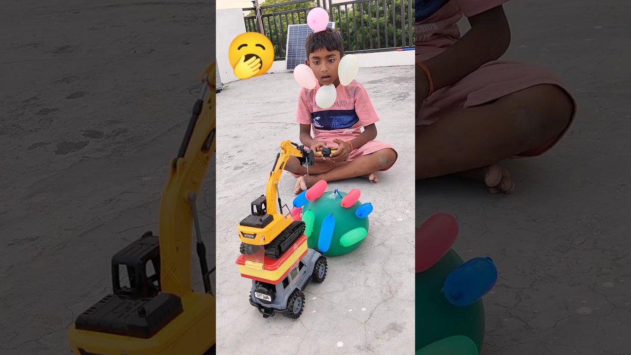 New JCB attack balloons 🥱🎈asmr satifying asmrsounds #short #jcb #toy #cartoon #fun #ytshorts #viral