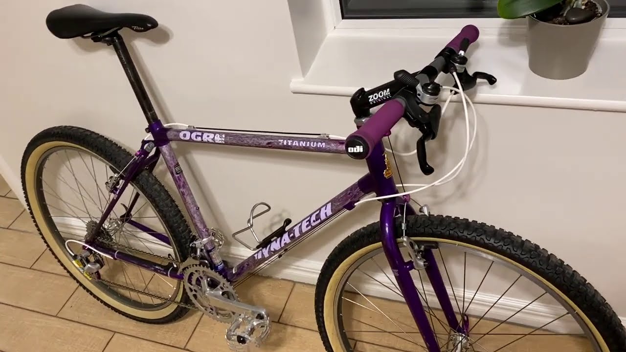 Retro Raleigh Titanium MTB restoration finishing touches: Purple for the People