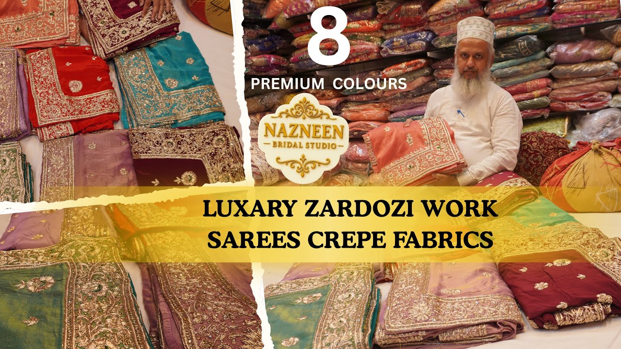  Luxury Zardozi Work Sarees | Crepe Fabric | Nazneen Bridal Studio | #dress #luxuryfashion #like 