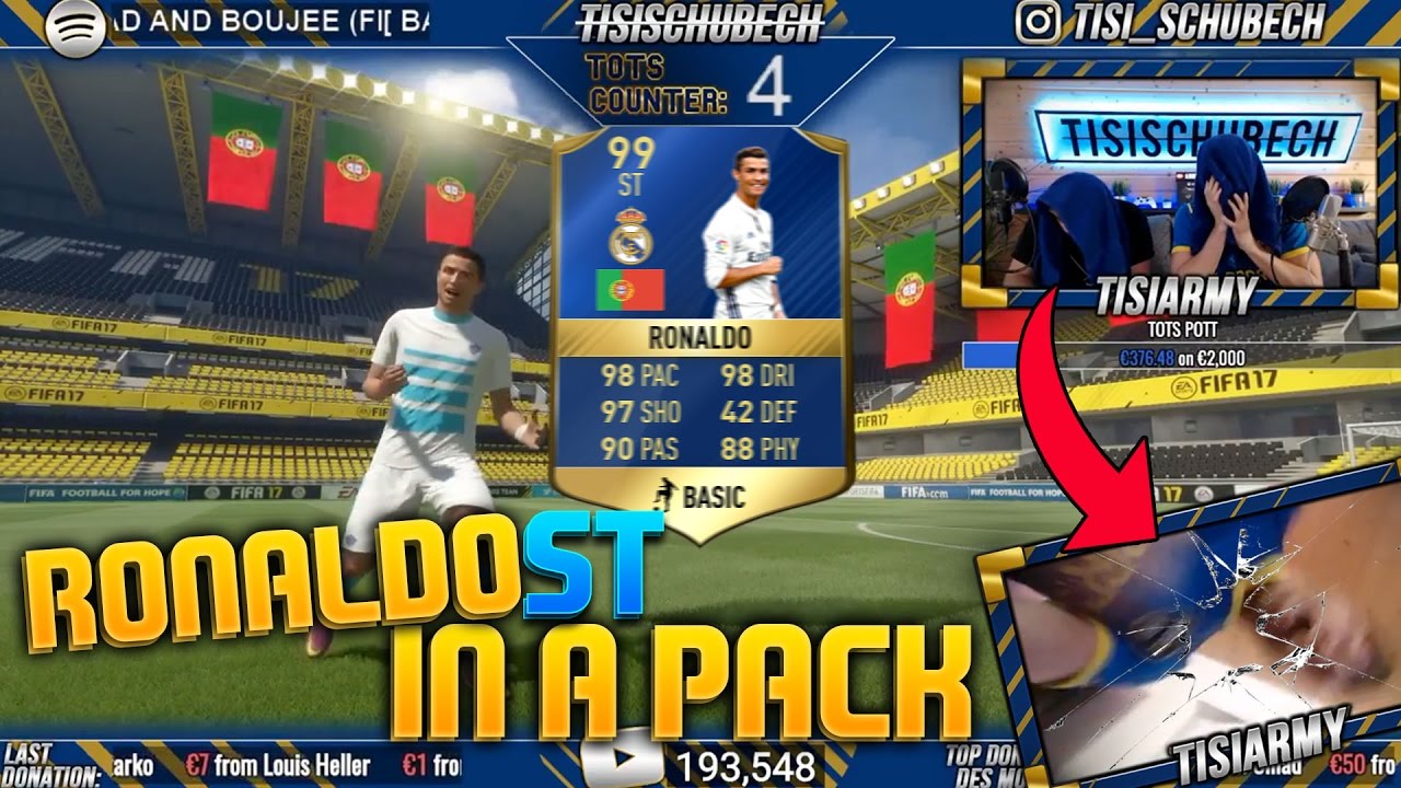 OMG RONALDO ST + 4x TOTS IM PACK OPENING 😱🔥 KAMERA GEHT ZU BRUCH😳  FIFA 17 BEST OF STREAM !!!