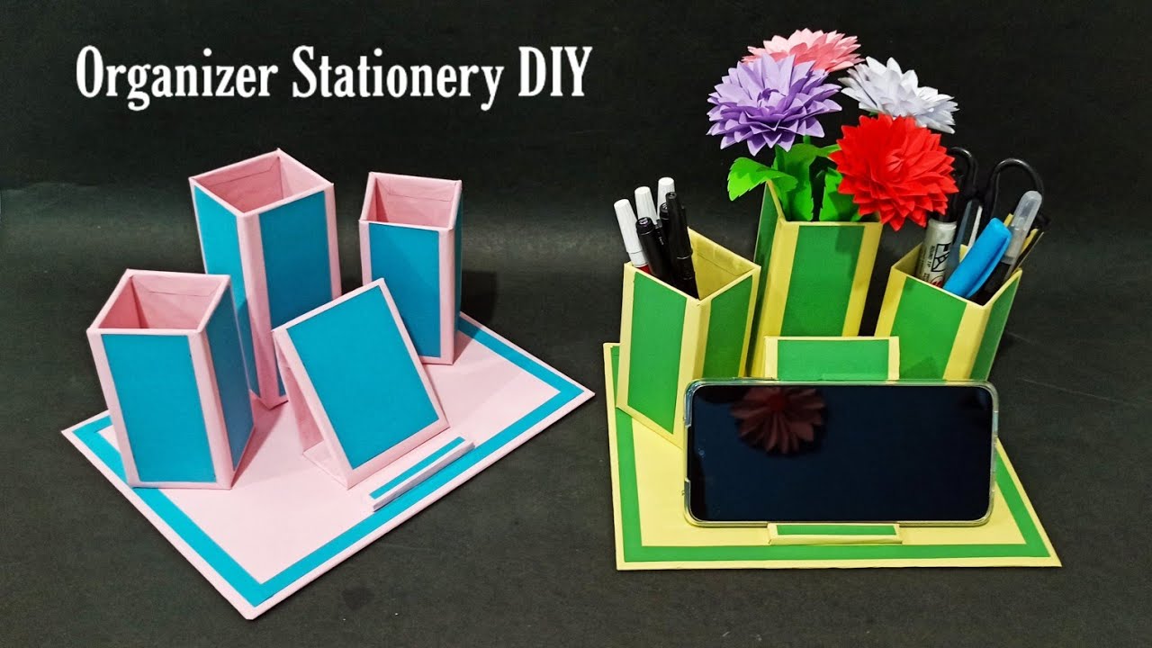 Kerajinan tangan dari Kardus - Cardboard Stationery Organizer - Hiasan Meja belajar dari kardus