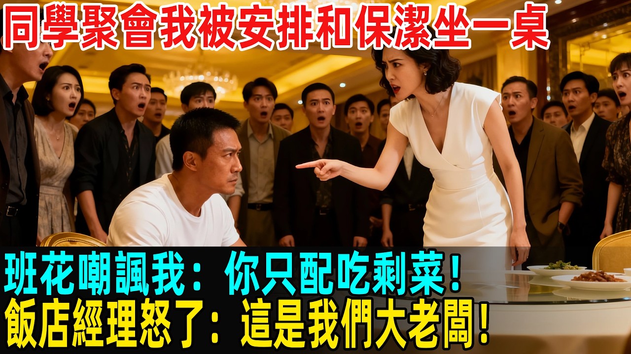 同學聚會我被安排和保潔坐一桌，班花嘲諷我：你只配吃剩菜！飯店經理聽到就怒了：這是我們大老闆！#故事頻道 #感人壹幕 #分享#老年生活 #人生感悟