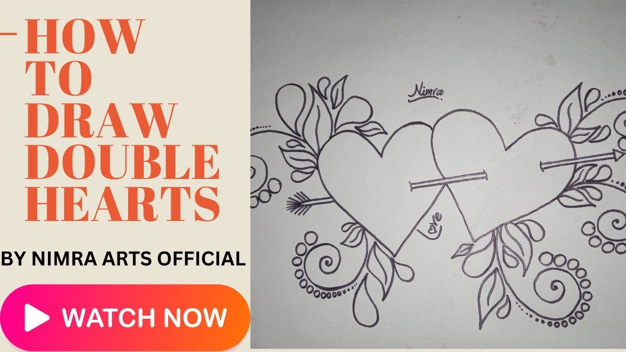 How to Draw Double Hearts | Hearts Valentine's Day Tutorial | Best Drawing by Nimra Arts Official