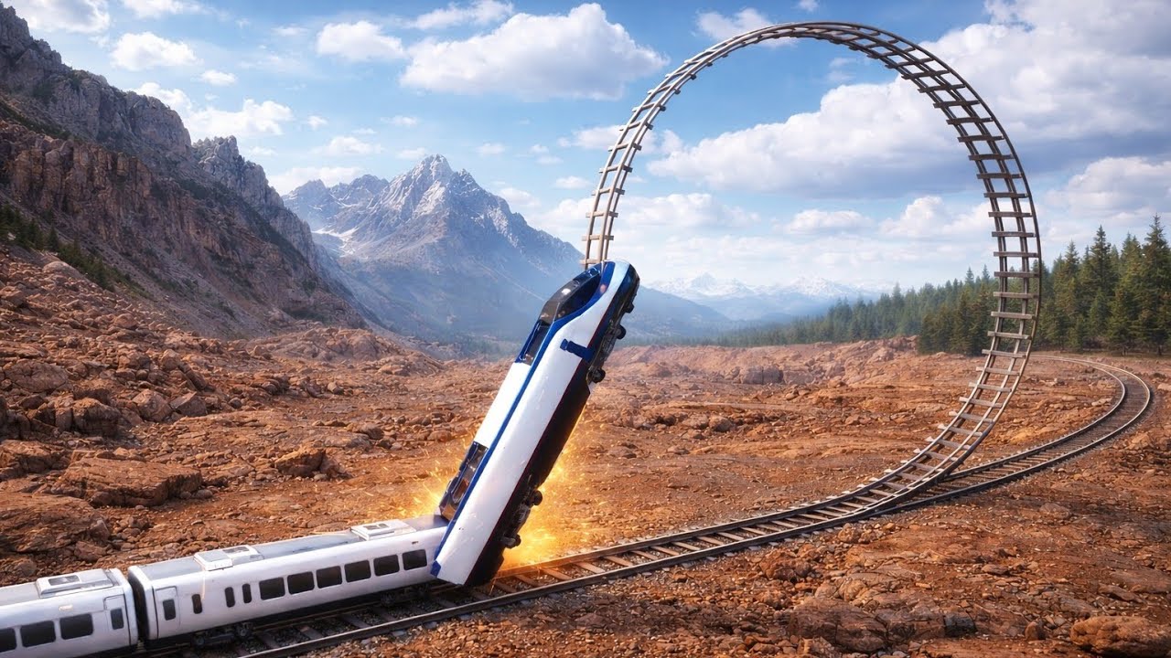 Train Defies Gravity on Loop Track | Unreal Train Crash Game