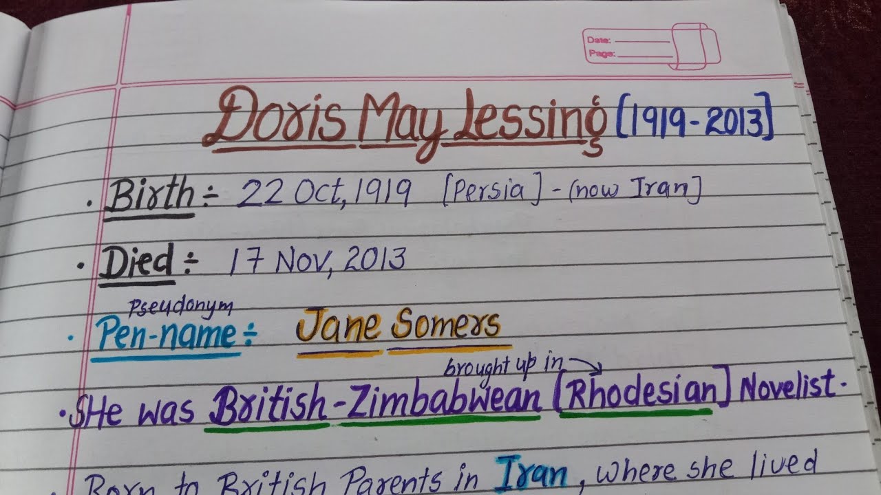 Doris May Lessing | Biografia i tw&oacute;rczość | Trik do zapamiętania tw&oacute;rczości | Master Cadre Englis...