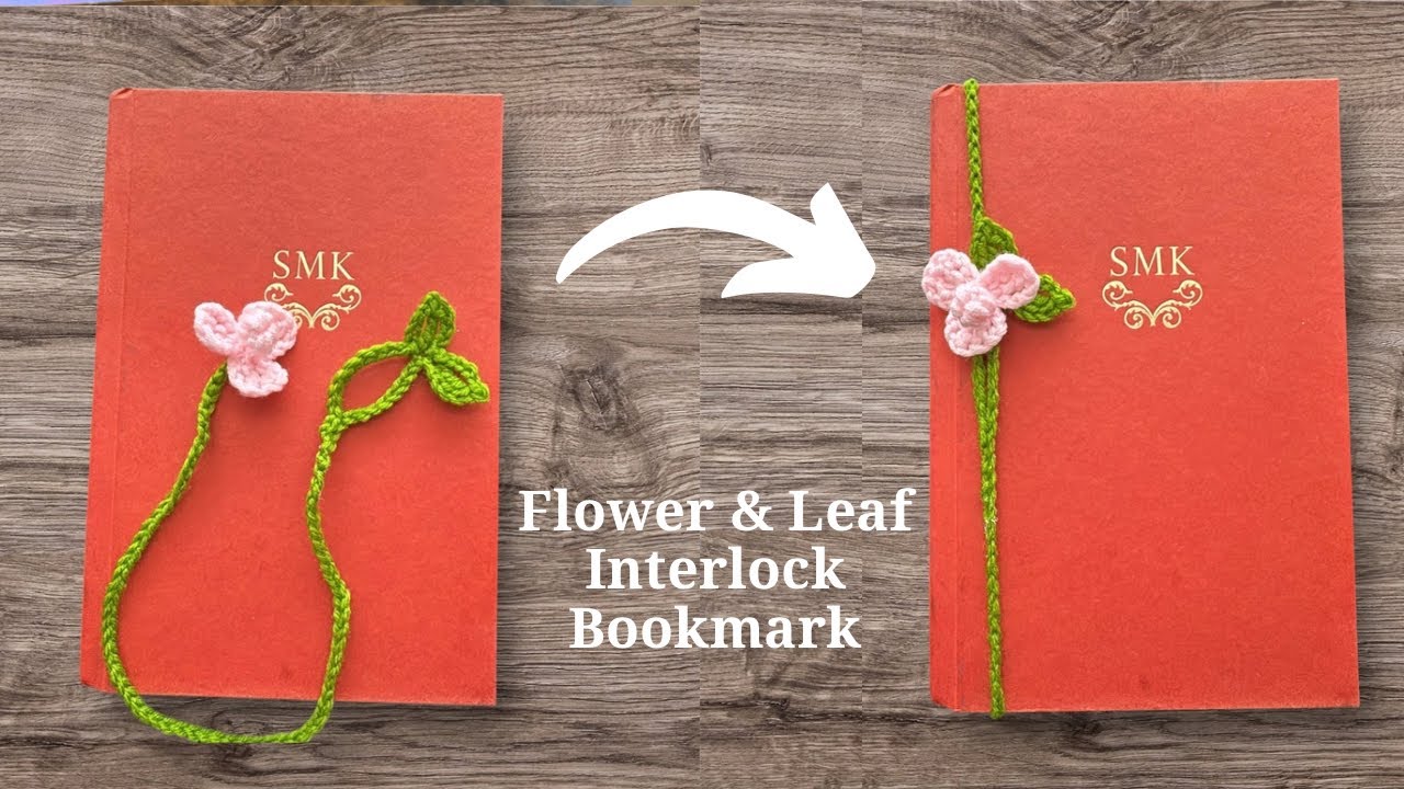 Crochet Flower and Leaf Interlock Bookmark