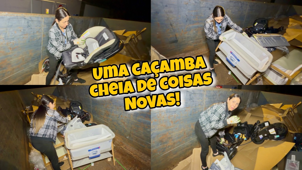 Uma caçamba cheias de coisas novas do lixo dos Estados Unidos!🇺🇸