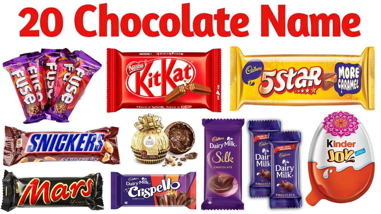 🍫 20 Chocolate Names | बच्चों के लिए Chocolate के नाम | Kids Learning Video