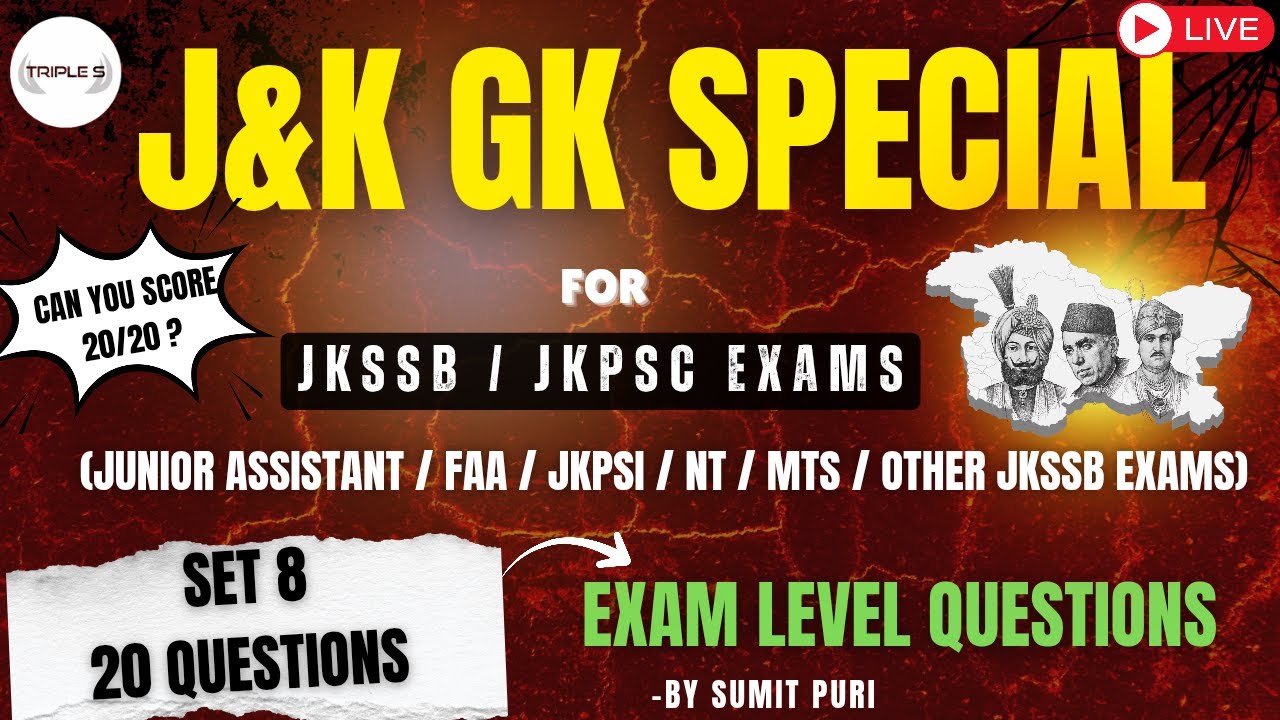 GK with Special Ref to J&K - Set 8 || Can you Score 20/20 ? || Important for All JKSSB Exams
