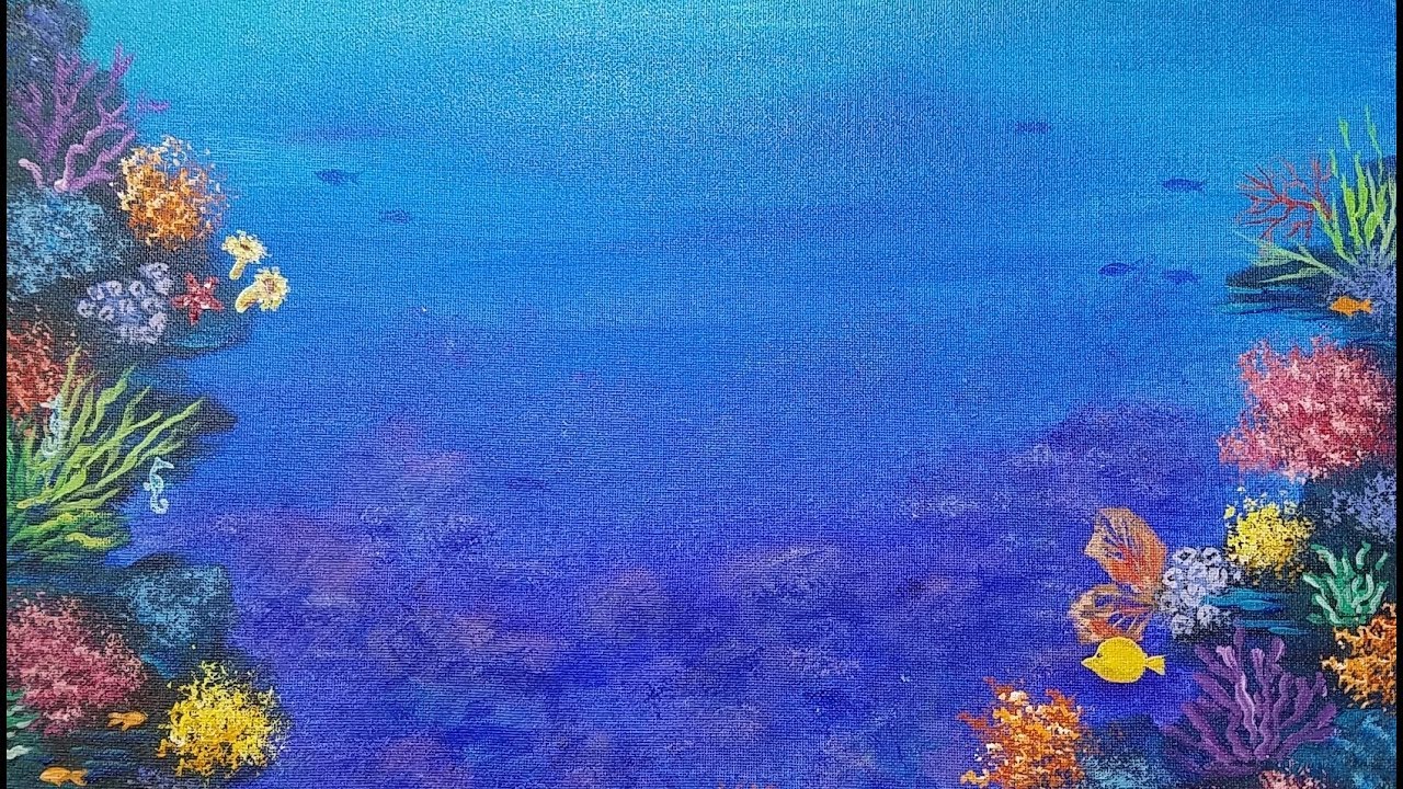 OCEAN Coral Reef Acrylic Painting Tutorial LIVE Beginner Lesson  | How to Paint Underwater Sea Life