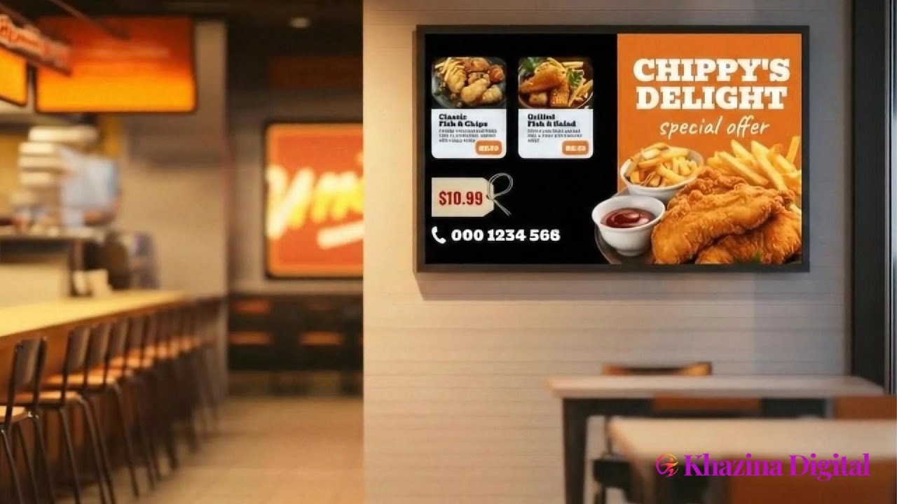 Digital Menu Boards for Restaurants & Takeaways | Khazina Signage Solutions for QSRs
