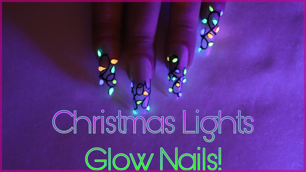 GLOW CHRISTMAS LIGHTS NAILS (all gel)| 12 DAYS OF CHRISTMAS NAILS Day 6