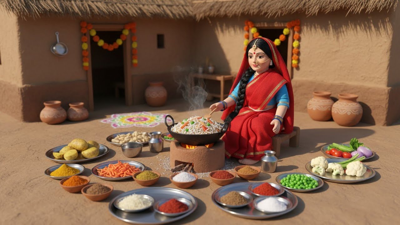 Miniature Doll Vegetable Biryani Cooking ASMR 🥦🍅🥕 | Indian Village Tiny Kitchen Festival Cooking🥕🌶🥦