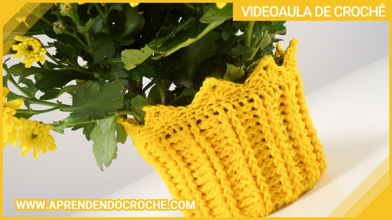 Capa de Crochê para Vasinho de Flor - Aprendendo Crochê