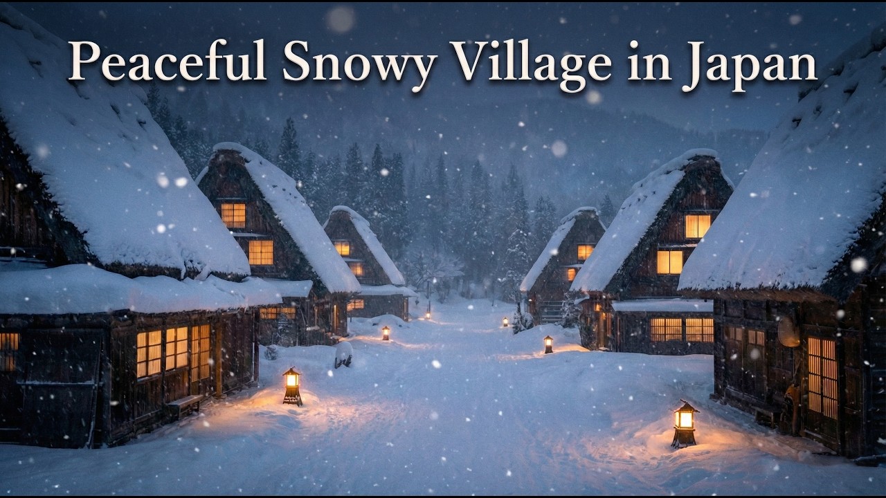 Snowy Japanese Village ❄️ | Peaceful Winter Night for Sleep