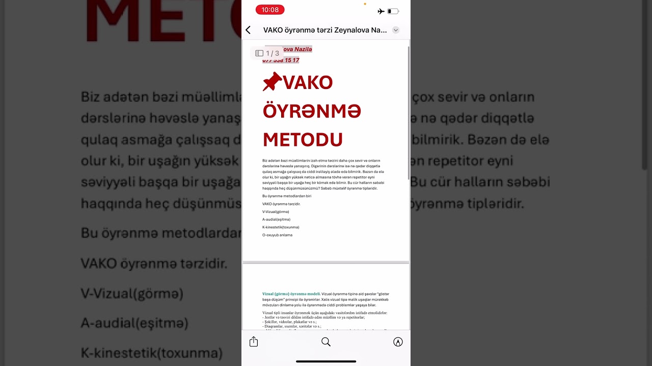 VAKO ÖYRƏNMƏ MODELİ #vako #məktəbəqədər  #zeynalovanazilə