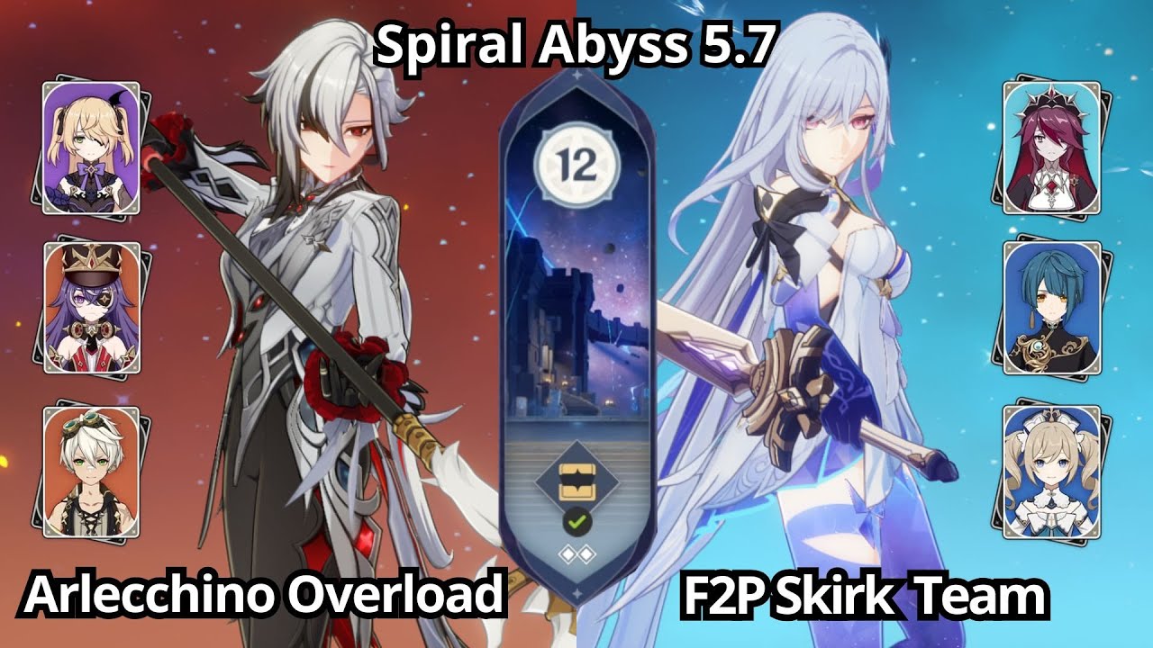 F2P C0 Skirk Team & C0 Arlecchino Overload - Spiral Abyss Floor 12 Genshin Impact 5.7