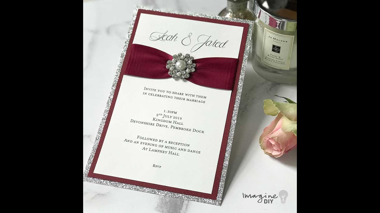 How To Make Wedding Invitations - Using Glitter, Gathered Ribbon and Pearl Decoration