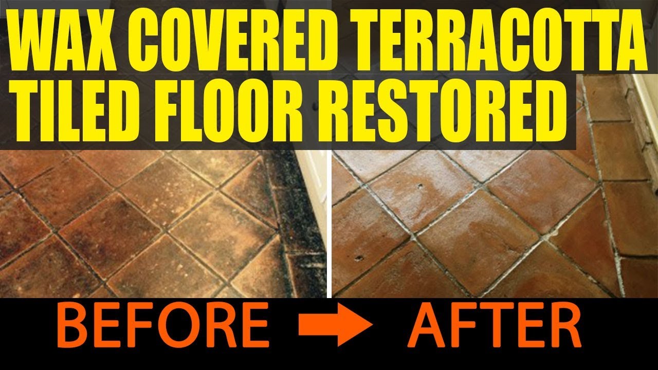 Wax Covered Terracotta Tiled Floor Restored to New in Pendle