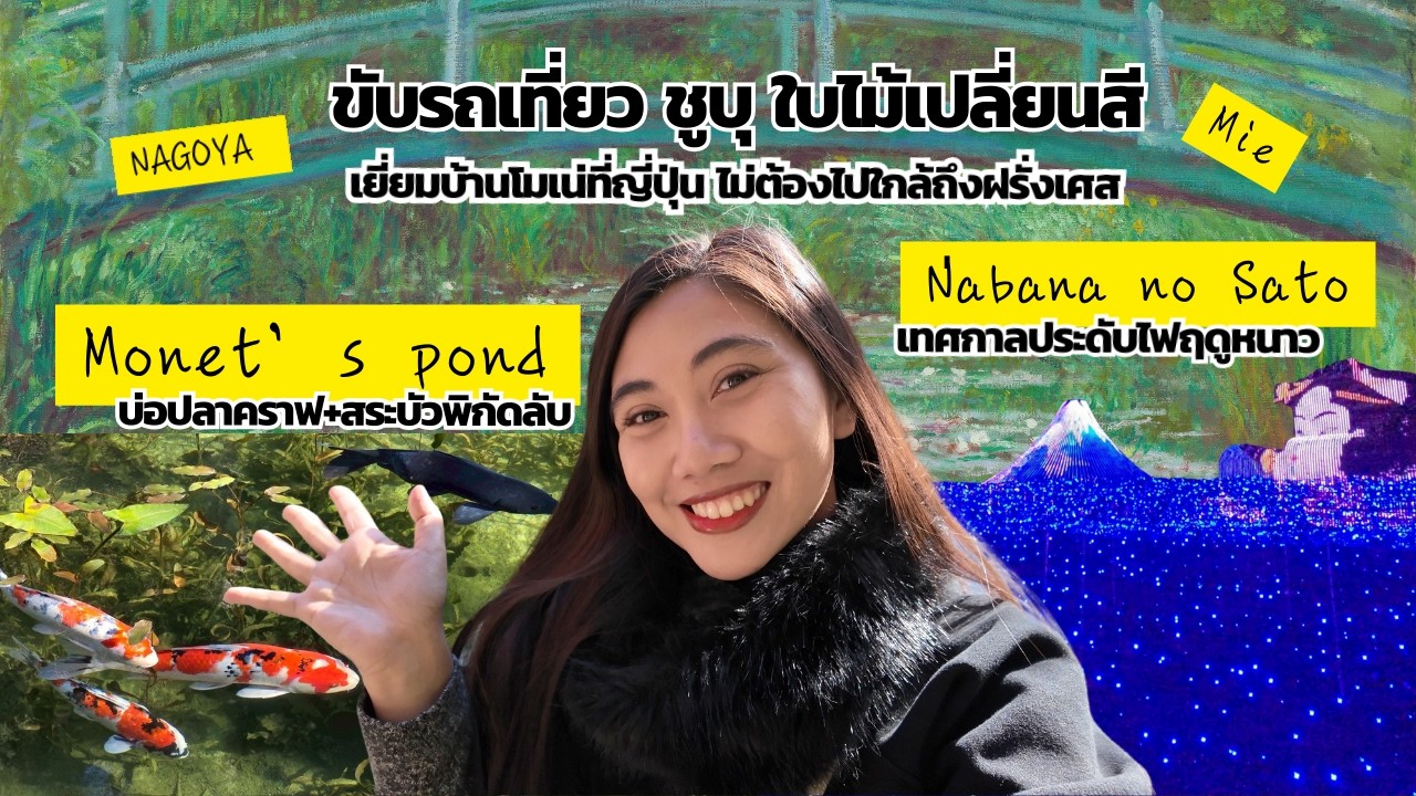 ขับรถเที่ยวเมืองรอบๆนาโกย่า สระบัวบ่อปลาคราฟMonet's Pond ดูงานไฟที่ Nobana no Santo