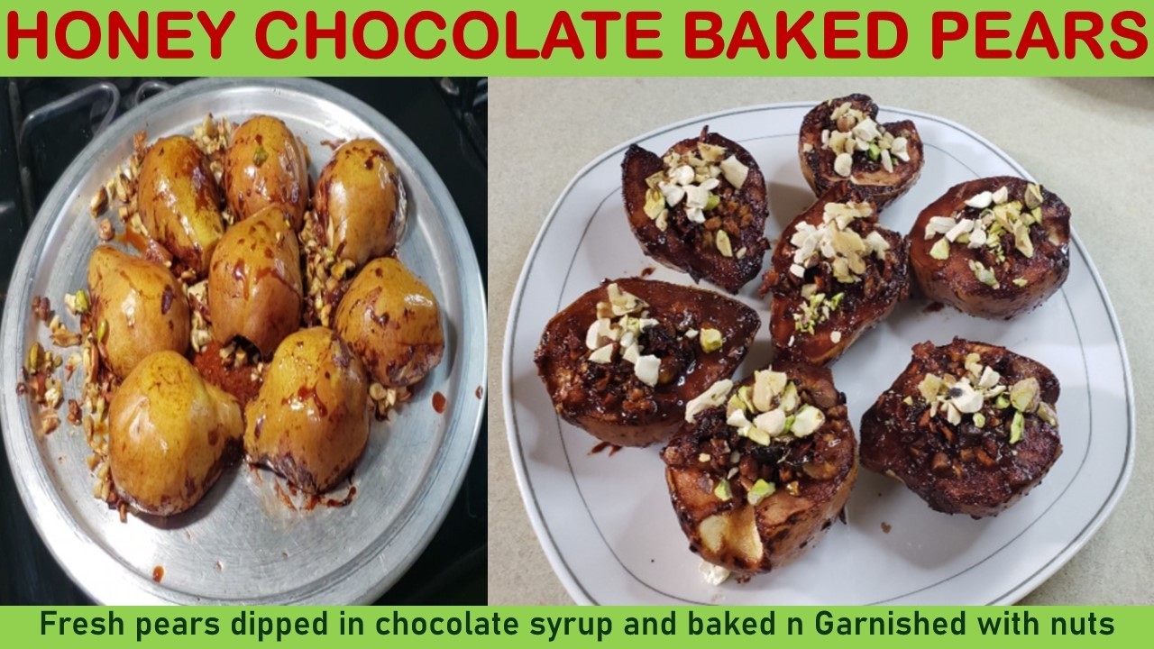 BAKED PEAR HONEY & CHOCOLATE MAGIC#Honey Chocolate Pears Quick Recipe#My VALENTINE Baked Pear Secret