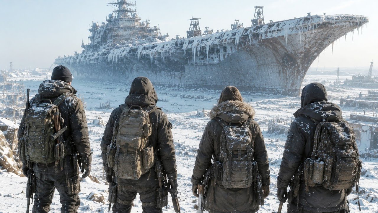 Survivors Discover Colossal Frozen Warship Abandoned After Hit by Huge Iceberg After End of World