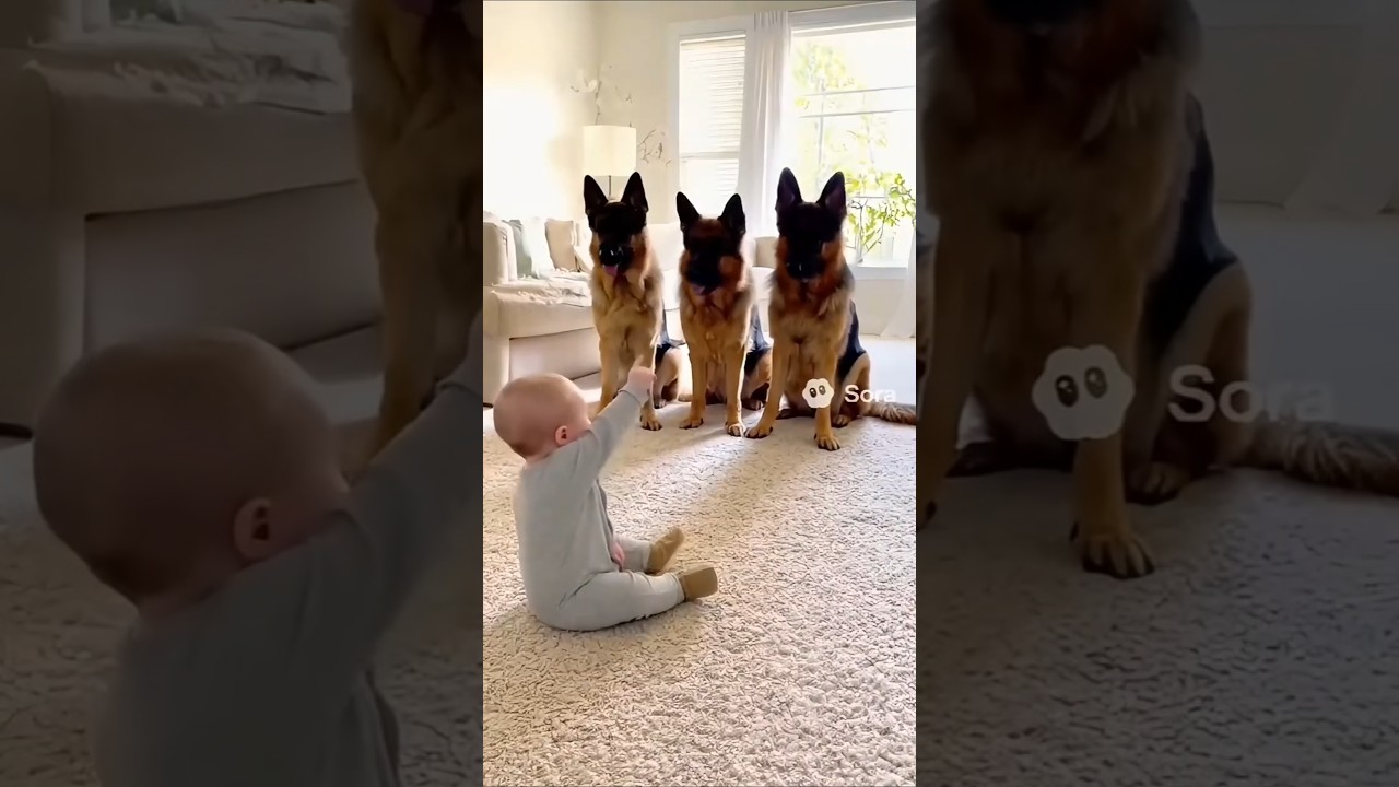 When Baby Says &ldquo;Bang!&rdquo;😂 Dogs Fall Over! Funny Dogs Video