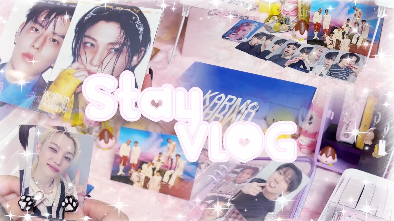【STAY VLOG】KARMA・オンラインくじ開封とトレカ収納しよう🎀🎶 / Straykids Unboxing / Trading card storage /스트레이 키즈