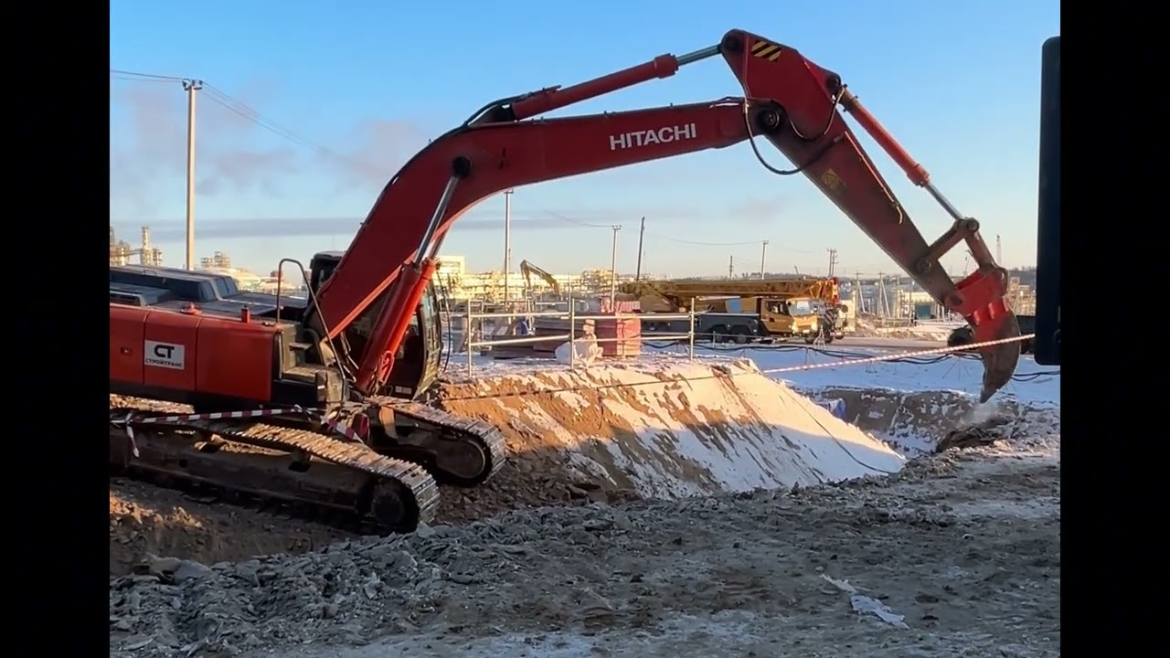 Powerful Hydraulic Breaker Crushing Frozen Ground! #construction #hydraulicbreaker