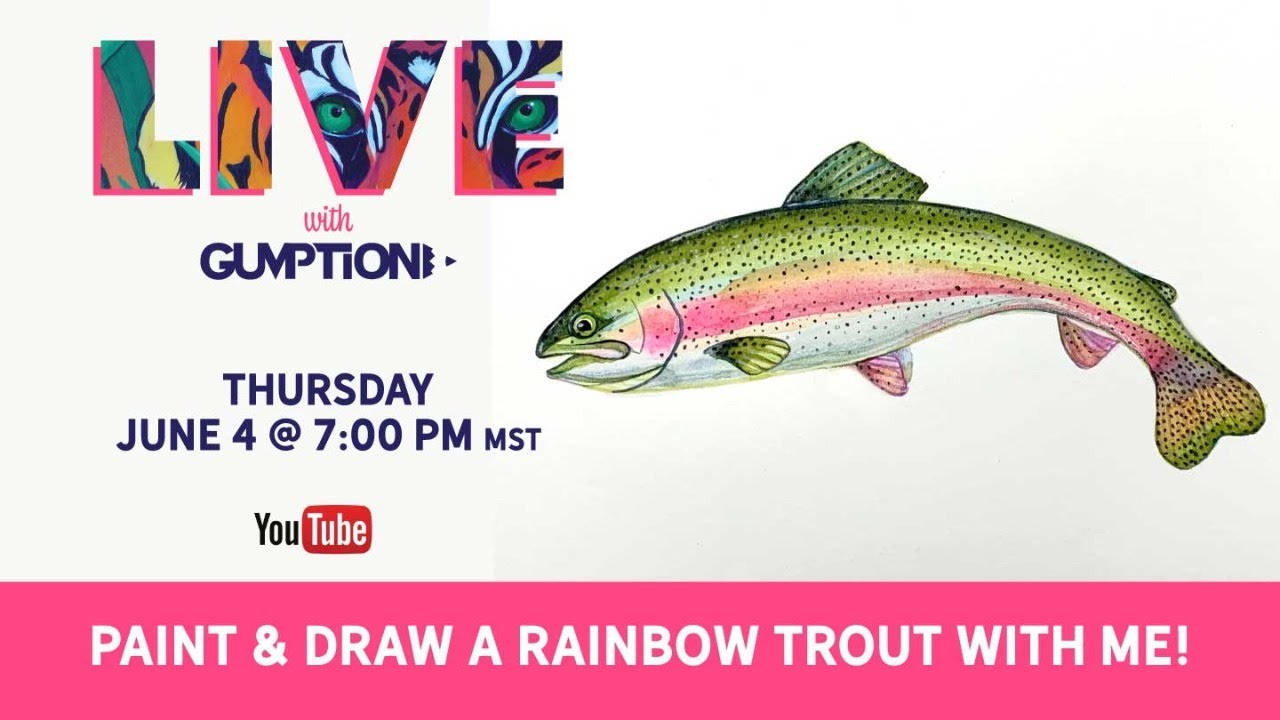 LET’S PAINT (Watercolor) & DRAW A RAINBOW TROUT