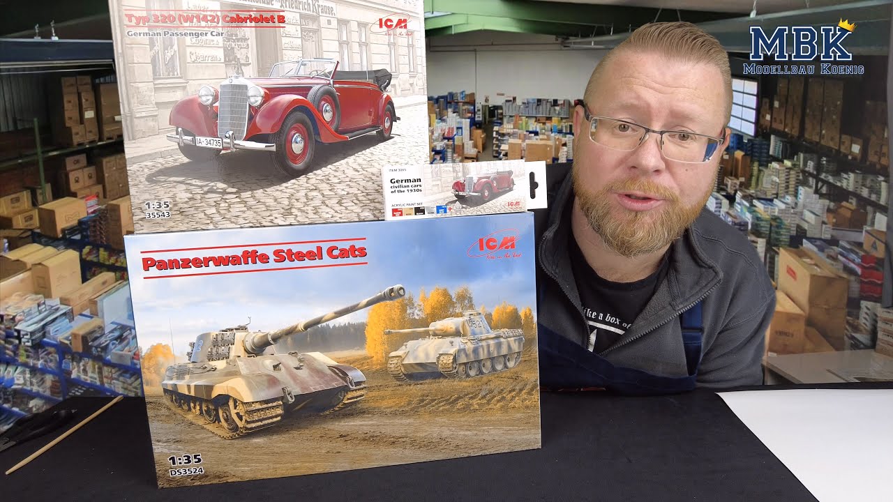 MBK packt aus #1078 - 1:35 Panzerwaffe steel cats, Typ 320 Cabr. B, WWII German car + Farbset (ICM)