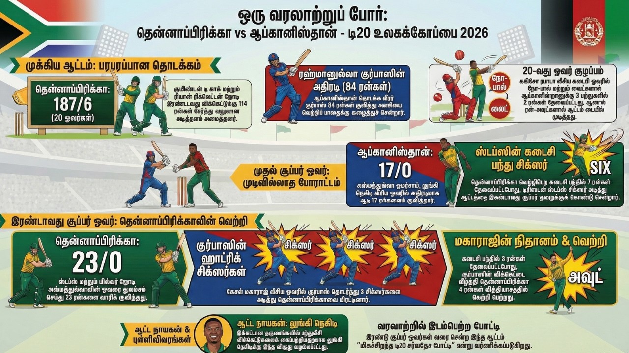 South Africa vs Afghanistan 😱 2 Super Over Drama! | Match Result & Analysis Tamil | T20 WC 2026