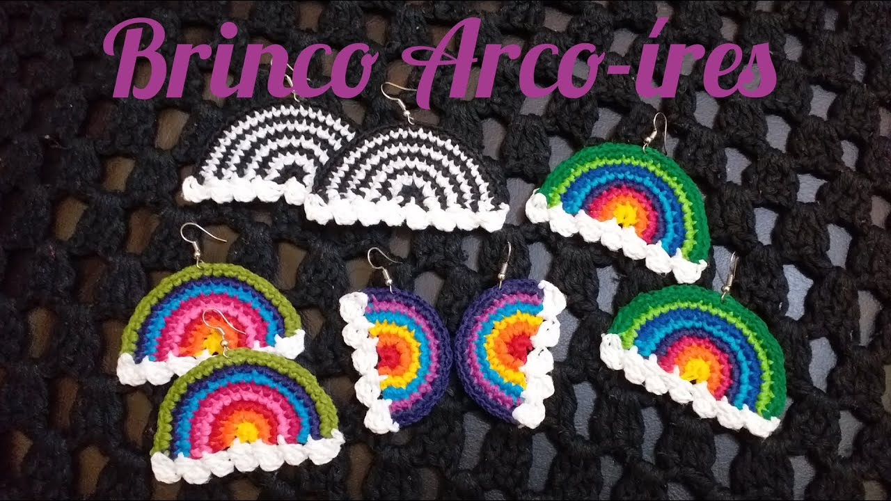 Brinco de crochê Arco-íres, tutorial passo a passo rápido e fácil de fazer