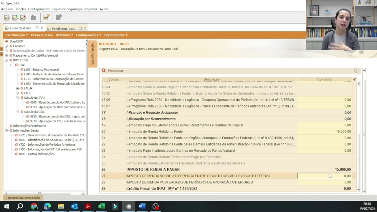 Erro na ECF - N630 e N670 x Y570 - Lucro Real Trimestral