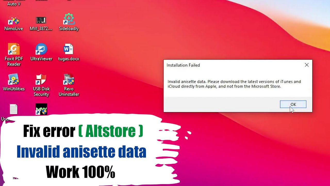 Cara mengatasi installation failed invalid anisette data ketika menginstall altstore ke ios