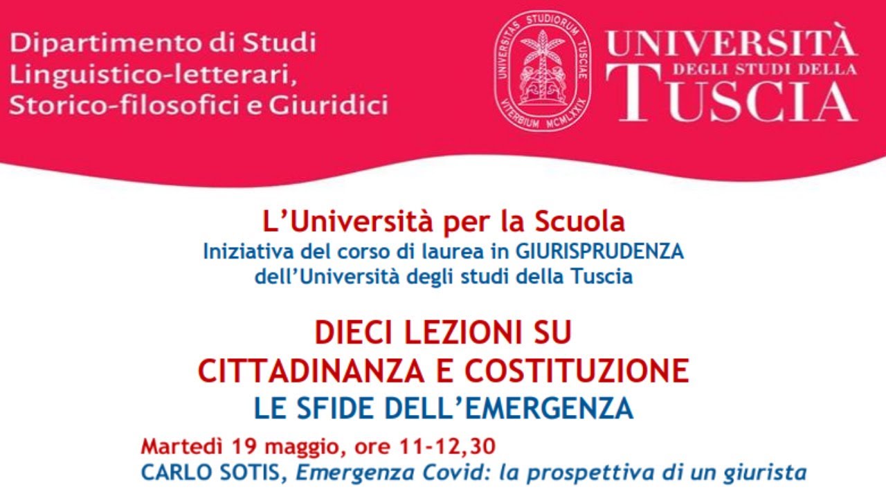 Lezione 2. CARLO SOTIS, Emergenza Covid: la prospettiva di un giurista