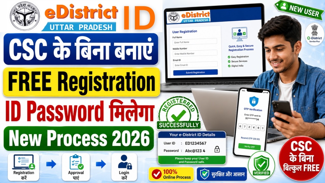 🚨 CSC के बिना बनाएं e-District ID! User ID Password मिलेगा | Registration का नया तरीका 2026 🔥