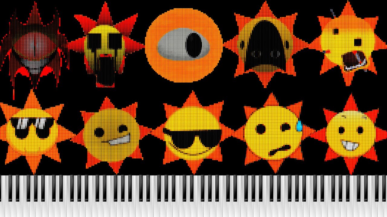 Incredibox Sprunki: Mr. Sun 50 Stages Evolution 🎹 Drawn with Piano Notes #piano #sprunki #visualizer