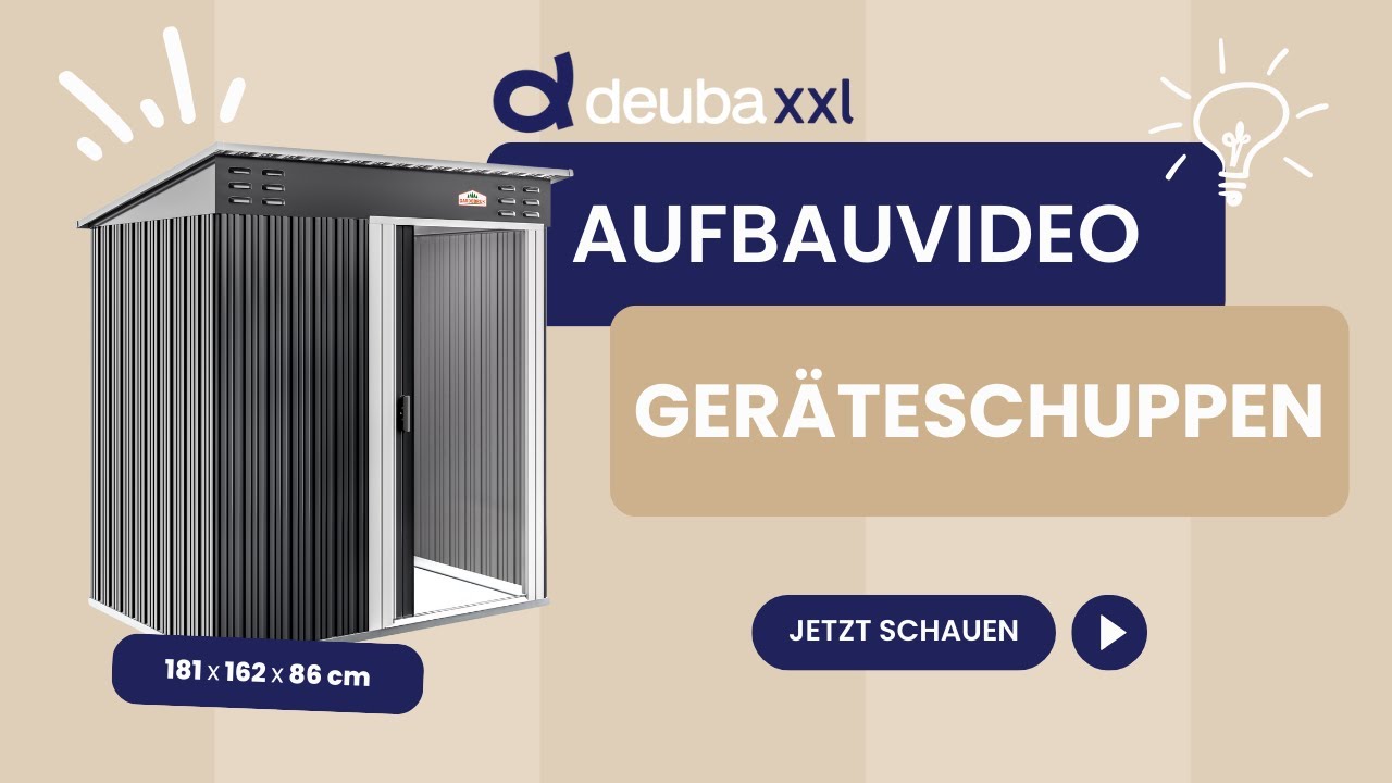 Aufbauvideo - GARDEBRUK® Geräteschuppen aus Metall 185x165x90cm