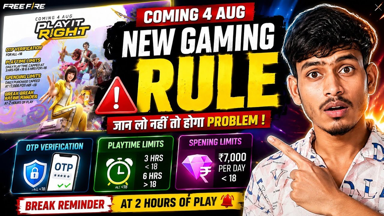 NEW FREE FIRE GAMING RULES: AUGUST 4 ⚠️😱 | Play Time & Spending Limit Full Details | New FF Rules